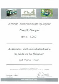 Seminar Begegnungs- und Kommunikationstraining C. Vaupel bei Maria Hense 06.11.2021