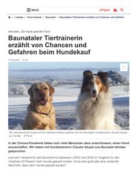 HNA-Bericht 11.02.2021 (Autorin: Lara Thiele) - Baunataler Tiertrainerin erz&auml;hlt von Chancen und Gefahren beim Hundekauf (1)